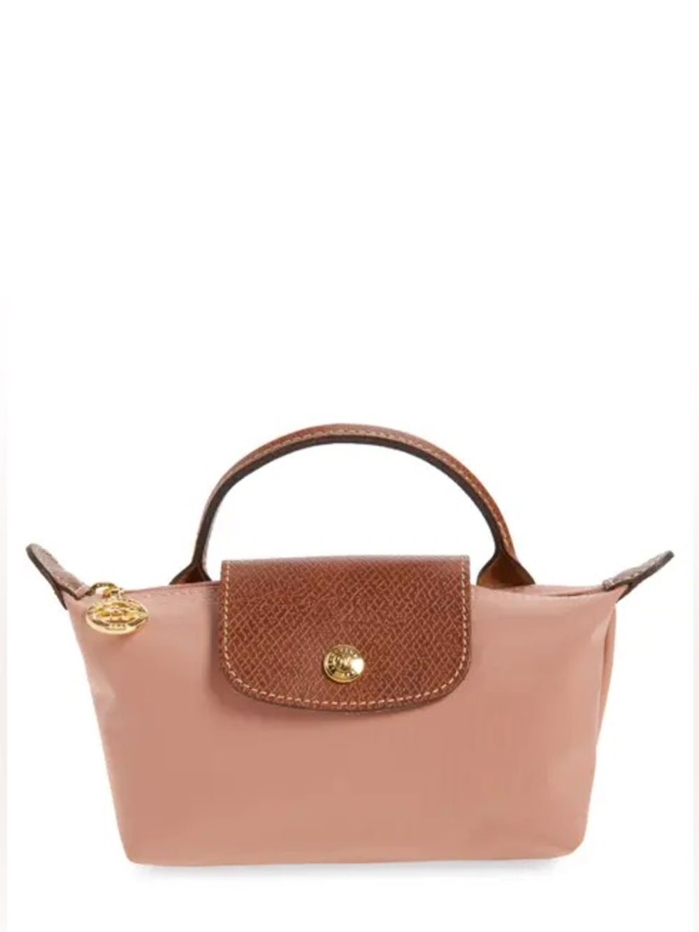 Longchamp Le Pliage Original Mini Pouch bag purse tote handle paper pink